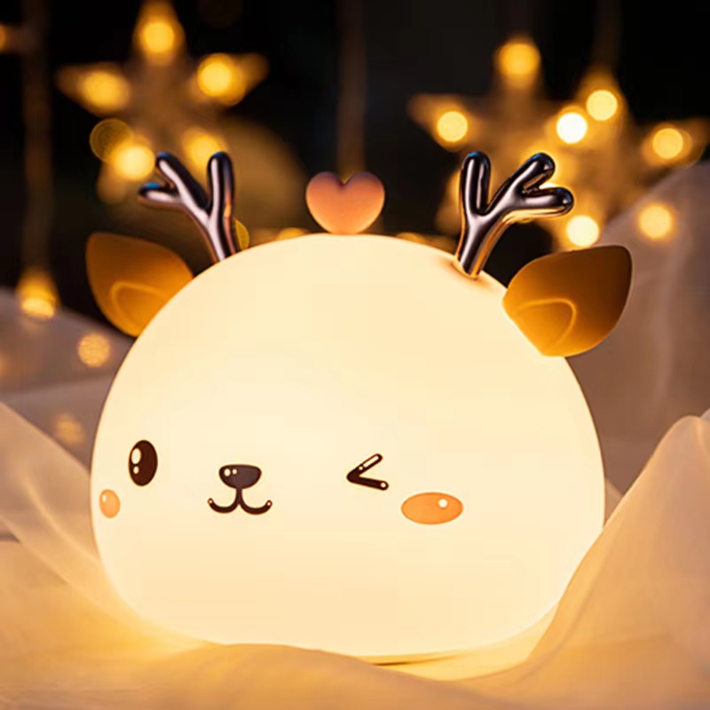 Creative Cute Rabbit LED Children Kids Baby Night Light Lamp Multicolor Silicone Soft Nursery Sensit ( (6)