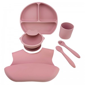 Bowls cups plates forks spoons silicone tableware 6-piece combination set
